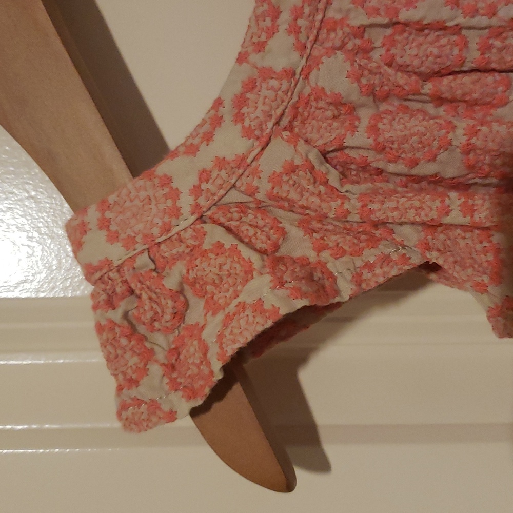 Girl cherokee 18m linen embroider dress pink tan w Bow * - Picture 3 of 6